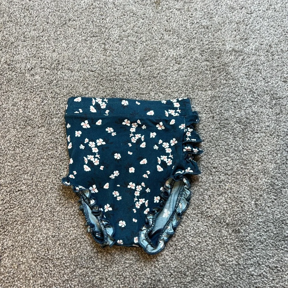 posh‎ peanut Baby Girl 18-24m blue bamboo Floral Ruffle Bloomers Diaper Cover
